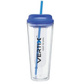 20 Oz. Clear Infuse Tumbler Cup W/Blue Lid & Straw